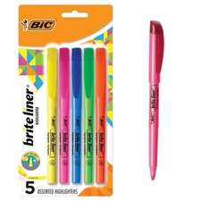 Brite Liner Highlighters, Chisel Tip, 5-Count Pack, Assorted Colors