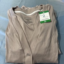 Live 2 Lounge Women's 3-Piece Cardigan Tand and Pant Lounge Set, Tan, XL, E18