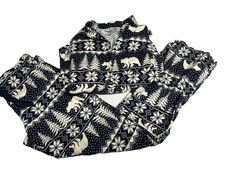 Old Navy Women  s S Pajama Set Navy Fair Isle Winter Trees Bears Holiday