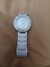 Anne Klein Watch Women 32mm Silver Tone White MOP Ceramic Band 6.5"