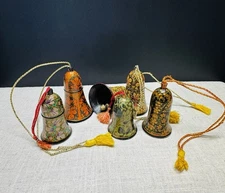 GORGEOUS INDIAN FOLK ART KASHMIR BELLS SET OF 6