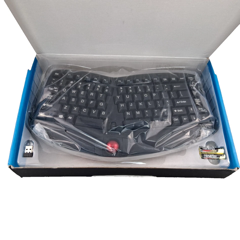 Adesso WKB-3150UB Wireless Ergonomic Keyboard with Built-in Removable Trackball - Image 2 of 4