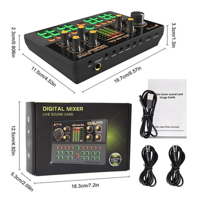 Gaming Audio Mixer,Streaming Mixer with Audio Interface BT Sound Board Voice Cha