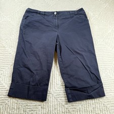 Ann Taylor LOFT Marisa Capris Navy Blue Women's 12 Cotton Blend Cropped Pants