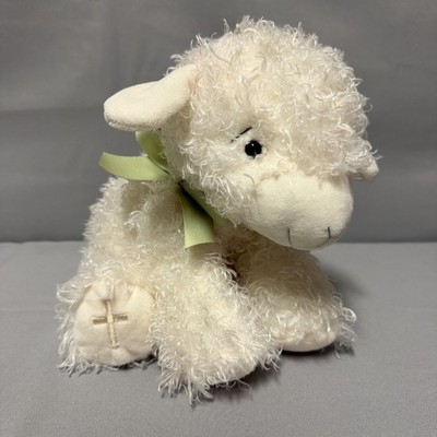 Hallmark Little Blessing Lamb of God Plush Embroidered Cross Green Bow 12 Inch