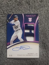 Travis Demeritte 2020 Panini Immaculate Autograph Logo Patch Pink #6/6