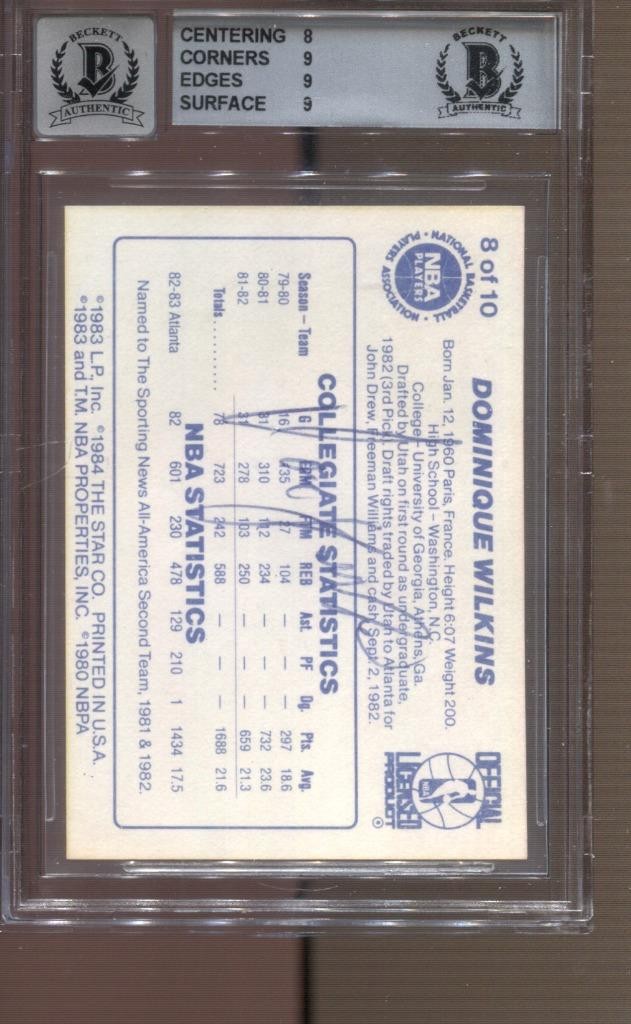 1983-84 Dominique Wilkins Star All-Rookies #8 Auto BGS 8.5 RC Rookie