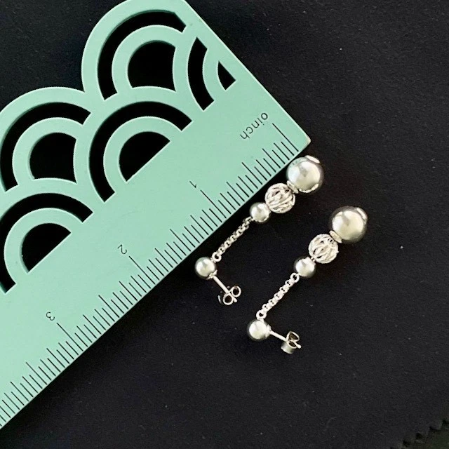 Pendientes colgantes de filigrana y cuentas de plata esterlina Blue Nile nuevos envío gratuito Foto 4 de 4