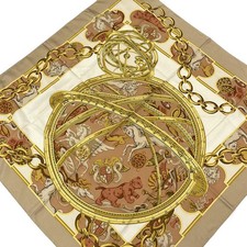 Auth CELINE Cream Beige Multi Scarf