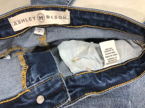Ashley Mason Size 7 Distressed Womens Blue Denim Stretch Jeans - Foto 6 di 9