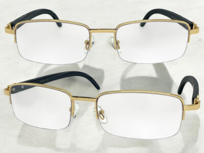 Herren LUXE Eyewear Klassische Stilvolle Brillen Mit Klarem Glas Gold Holzoptik