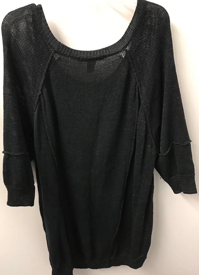 Suéter American Rag 3X preto metálico manga 3/4 boêmio Euc - Imagem 3 de 3