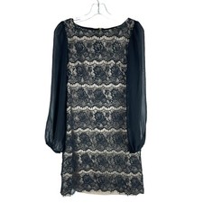 Eliza J Lace Shift Dress Sheer Sleeve Elegant Black Women Size 4