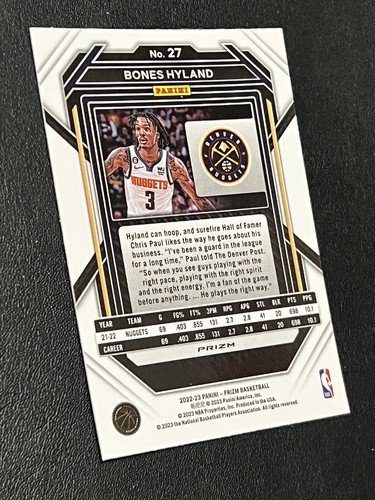2022-23 Panini Prizm BONES HYLAND RED RUBY WAVE PRIZM Denver Nuggets #27 - Foto 10 di 12
