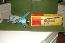 EARLY 1960'S STRACO BRISTOL BULLDOG TIN BATTERY Op TOY AIRPLANE w/ Box, WW I