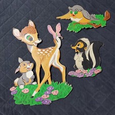 Vintage Bambi Disney Wall Hanging Decor Nursery Kids Room Set Chipboard