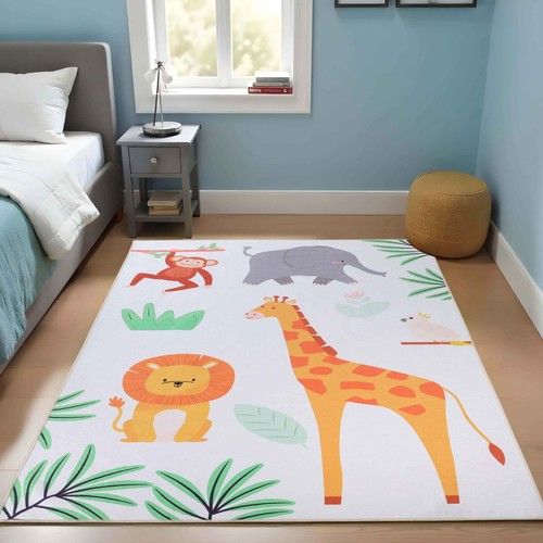 Dschungeltiere rutschfest Kinder Spielzimmer Kinderzimmer waschbar Innenbereich Teppich - Bild 36 von 40