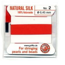 CORAL SILK THREAD 0.45mm STRINGING PEARLS & BEADS GRIFFIN SIZE 2 - FT592