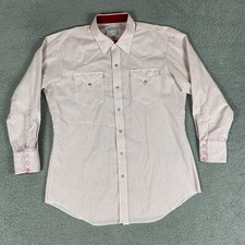 Vintage 70s H BAR C Western Shirt Mens 17/33 White/Red Check Permanent Press USA