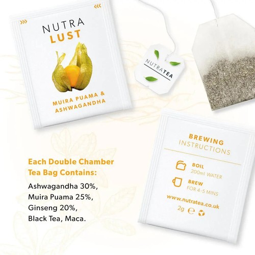 Nutra Tea Lust with Muira Puama & Ashwagandha 20 Teabags TWIN PACK - Picture 4 of 5