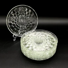 Indiana Whitehall Colony Cubist Clear Glass Luncheon Salad Plates 8.75" Set of 8