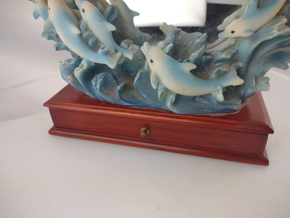 Espejo Familia de Delfines de 12" de Alto en una baratija de madera/joyero Foto 3 de 4