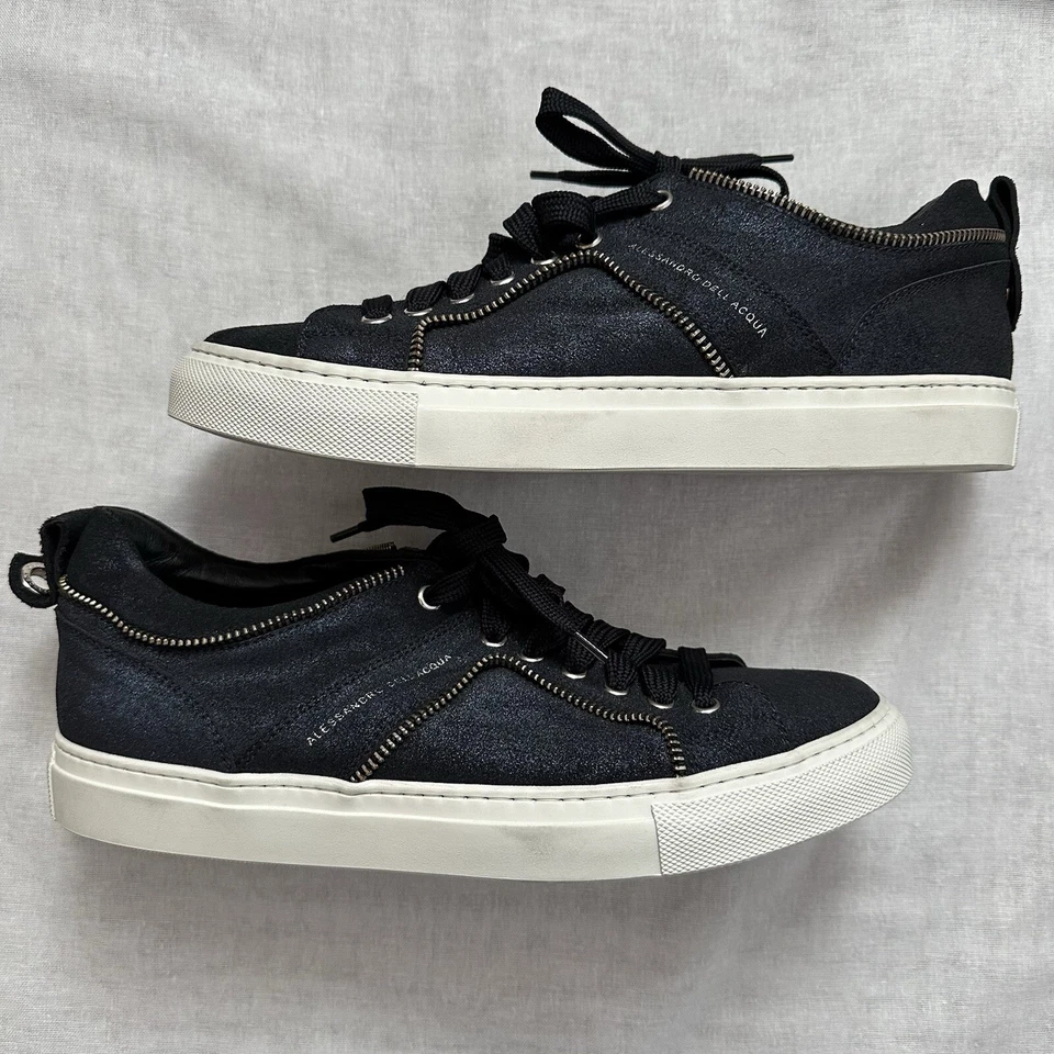 Nuevo $395 Alessandro Dell Acqua Cuero Cremallera Tenis Para Hombre Talla EU 40 US 7 Foto 2 de 4