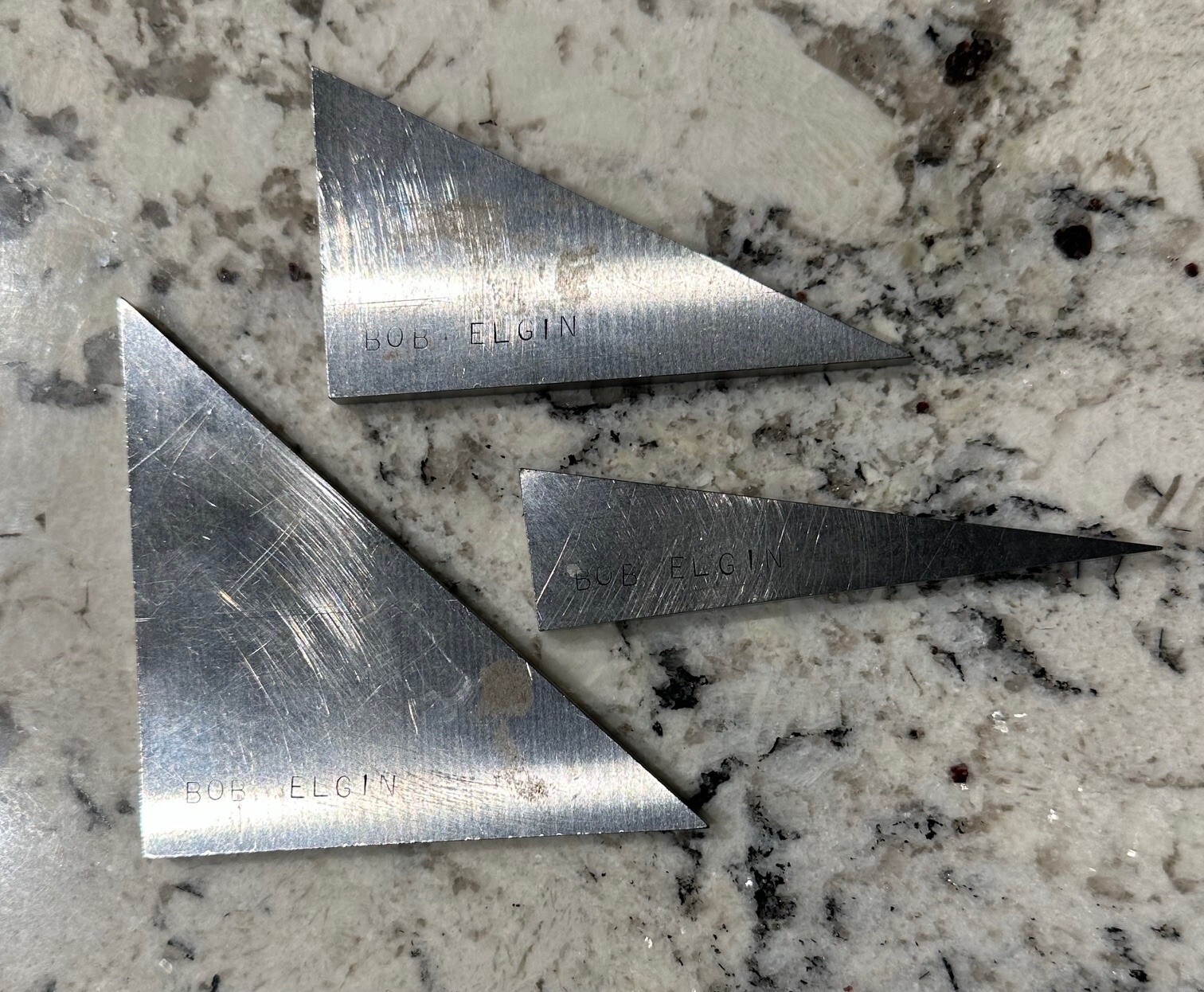 VINTAGE ANGLE BLOCK SET Marked "Bob Elgin" Lot of 3 Triangle Machinist Welding