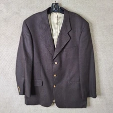 Mark Alexander Jacket Mens 42R Brown Check Tweed Blazer Silk Wool Blend 3 Button