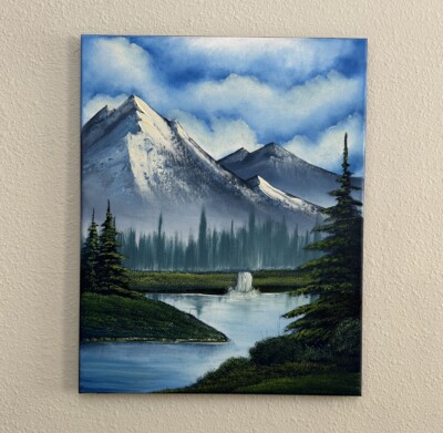 Bob Ross style Replica Mountain landscape painting “Valley of Tranquility”  16x20