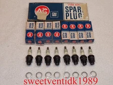 ‘NOS’ AC-44 Spark Plugs ‘4 equal Green Rings'..... 'FIRE RING'.....Made in USA