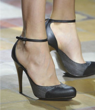 Lanvin Black / Grey Pumps with Gold Mirrored ...