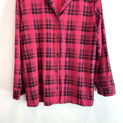 Soma Women's L Plaid Button Down Long Sleeve Pajama Shirt Red Black - Picture 4 of 9
