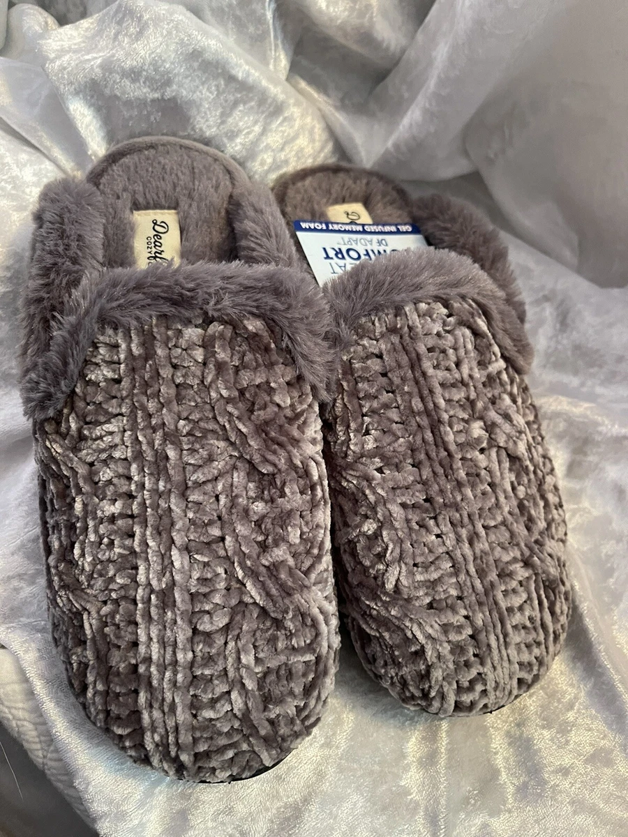 Women s Deluxe Dearfoam Adapt Memory Foam SIZE 5 6 Grey Slippers