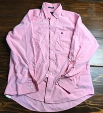 Chaps Shirt Men's Size 16-16.5 34/35 Large Pink Redish Button Up Wrinkle Free