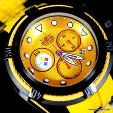 Invicta NFL Bolt Zeus Pittsburgh Steelers Chrono Swiss Yellow 52mm Watch New