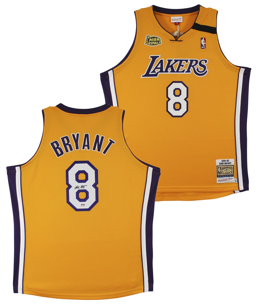 KOBE BRYANT LAKERS ユニフォーム M Lakers Kobe Bryant Signed Yellow M&N 1999-00 HWC Authentic