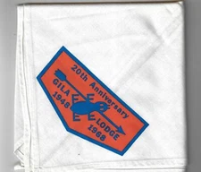 OA Gila Lodge 1948-1968 N6 20th Anniversary Neckerchief Yucca Council [NC-1973]