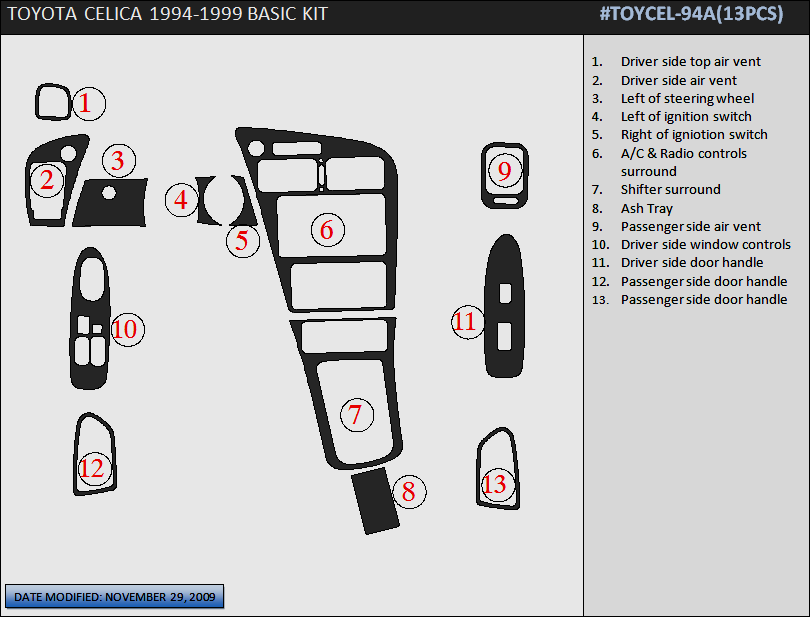 ふみページ TOYOTA CELICA FIT 1994-1999 NEW INTERIOR SET WOOD CARBON ALUMINUM