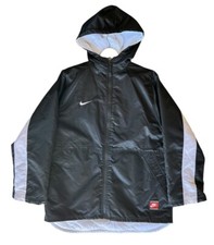 Vintage 90s Nike Black Quilted Lined Puffer Hooded Jacket XL