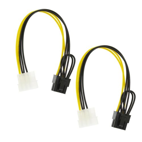 2 Packs 4 Pin Molex To 8 Pin 6+2pin Video Card Gpu Power Supply Cable 8.6inch