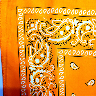 Bandana Cotton Blend Orange Print Multi Head Neck Mask Wrist