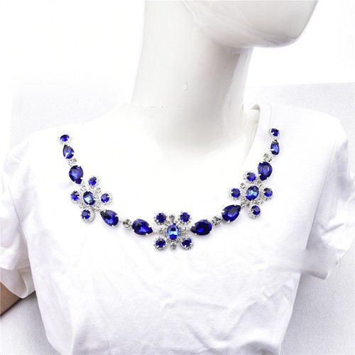 Shiny Rhinestone Applique Crystal Diamante Floral Chain Trimming Sew On Decor - Picture 9 of 26