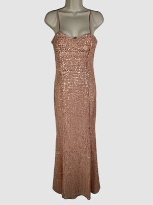$750 Badgley Mischka Women's Pink Sequin Sleeveless Gown Dress Size 6 | eBay