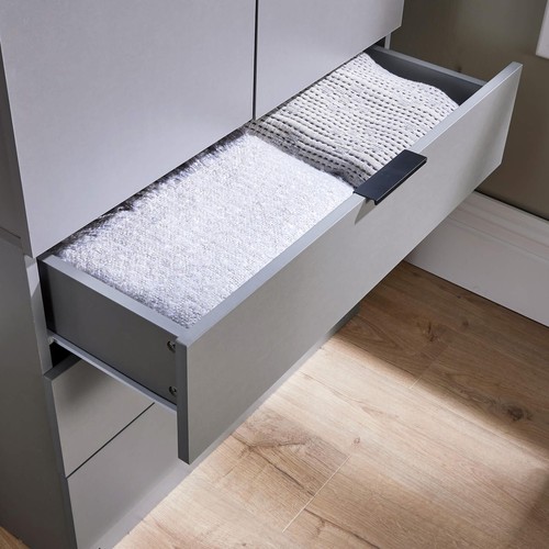 Wardrobe 2 Door 3 Drawers Grey Bedroom Home Furniture Clothing Storage Shelf - Picture 9 of 10