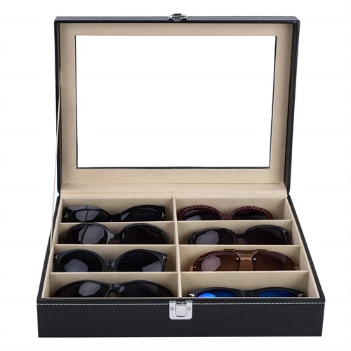 8 Slot Glasses Case Sunglasses Box Display Eyeglasses Storage Organizer Black - Picture 4 of 23