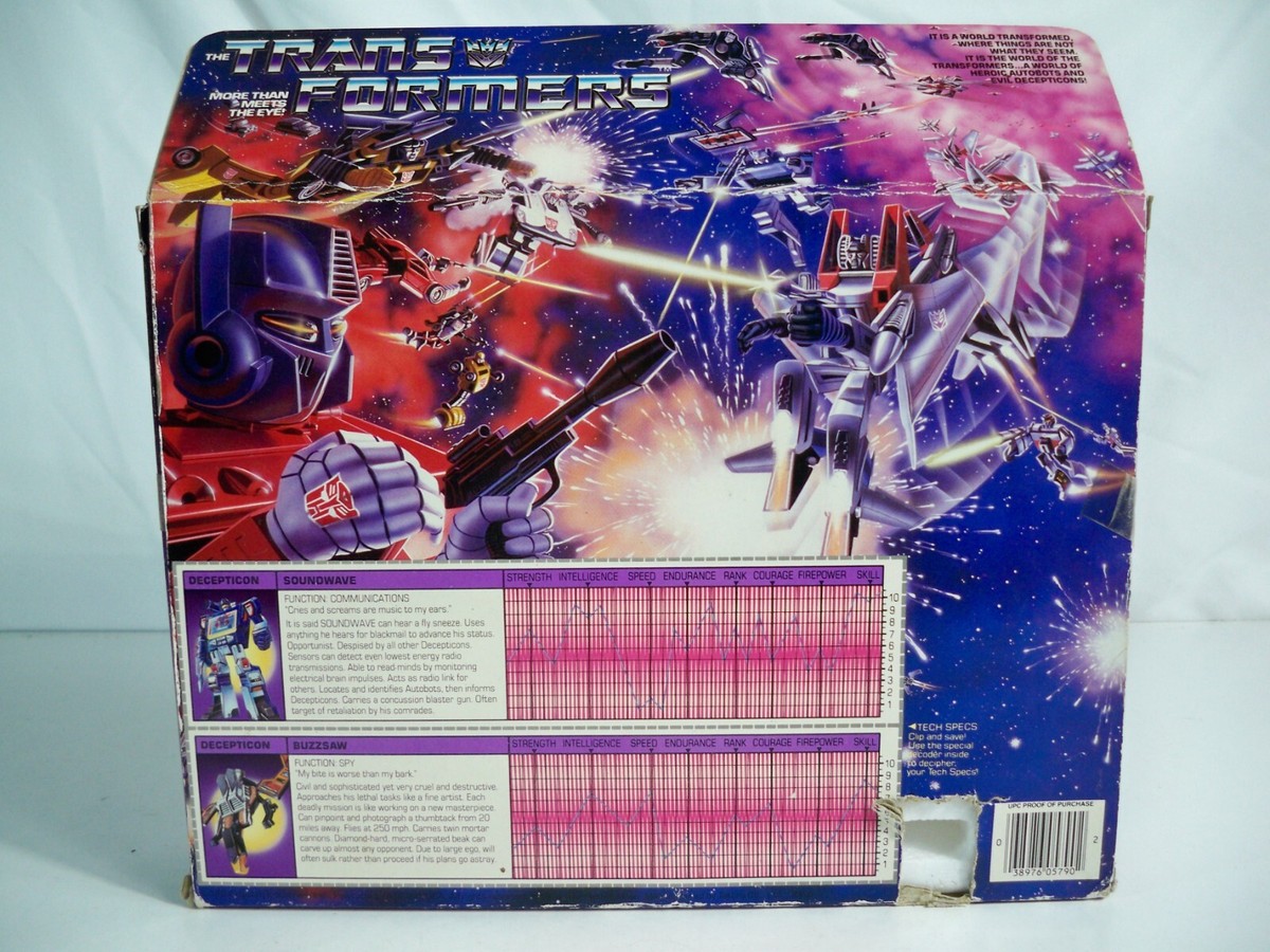 K23i00292 SOUNDWAVE & BUZZSAW W/ BOX 95% COMPLETE 1984 G1