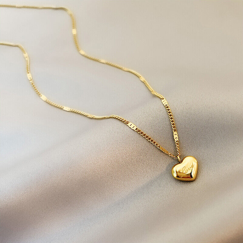 18k Gold Necklace Pendant, Gold Fine Necklace Heart