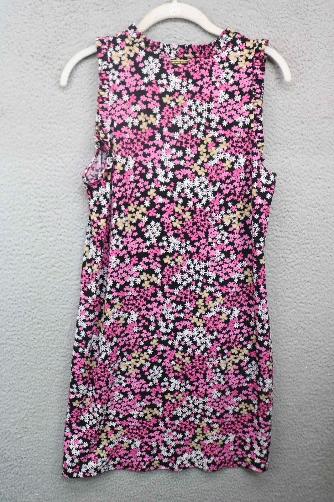 Abito Michael Kors scuro floreale manica con volant taglia media stravagante