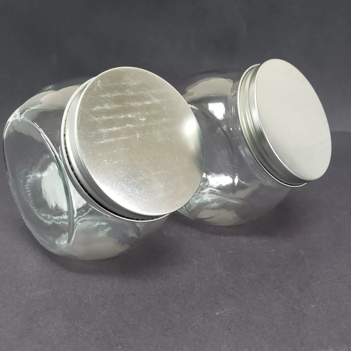 Grey Glass Decorative Jar Set Of 2